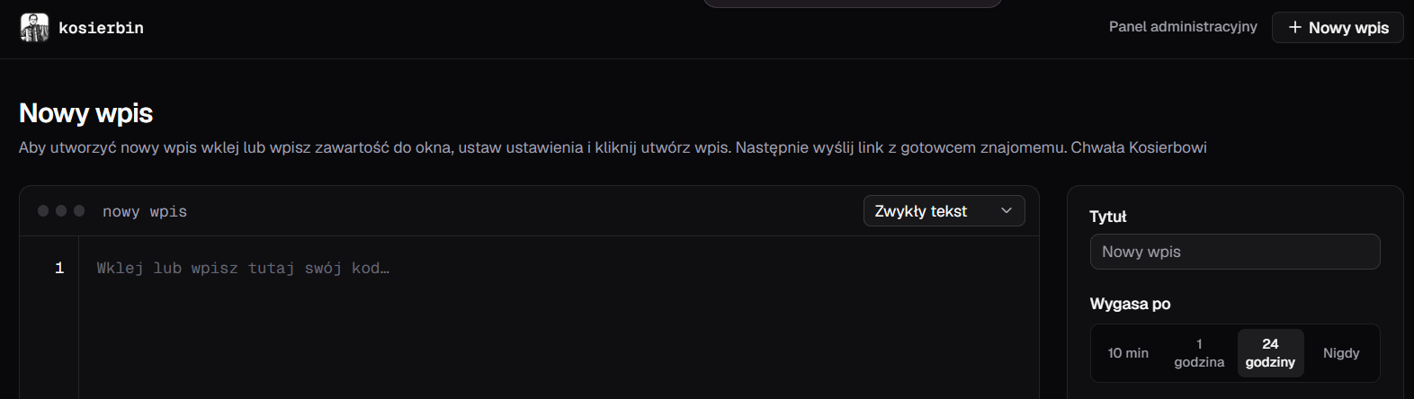 Banner aplikacji Kosierbin